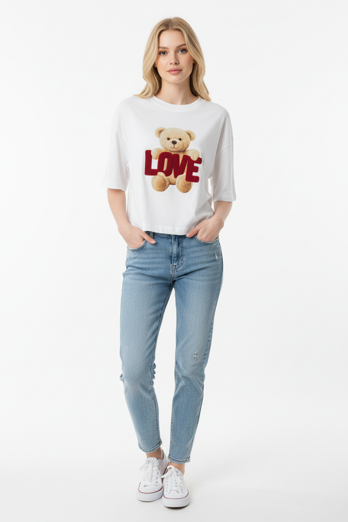 Tričko s medvídkem LOVE – modelka